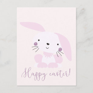 Carte Postale Joli lapin rose pâle de Pâques   Pâques