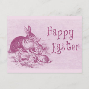 Carte Postale Joli lapin Vintage Pâques heureux