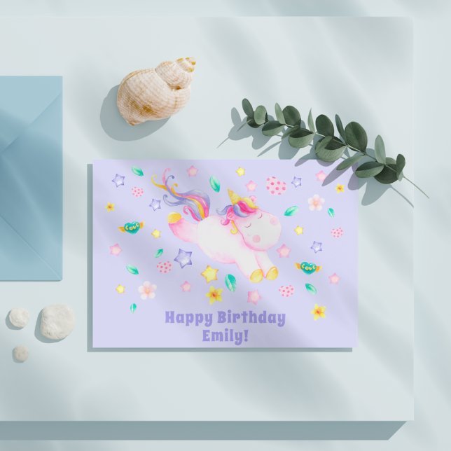 Carte Postale Joli Licorne - Anniversaire Enfant Lavande Personn (Créateur téléchargé)