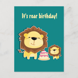 Carte Postale Joli Lion Et Petit Lionceau Anniversaire Enfants