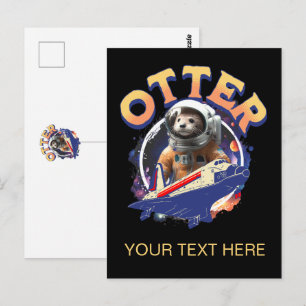 Carte Postale Joli Loutre Astronaute Espace Extérieur Navette Ca