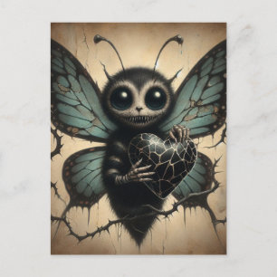 Carte Postale Joli mais effrayant papillon vampire avec cœur noi