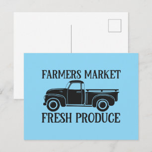 Carte Postale Joli marché des agriculteurs lettrage 