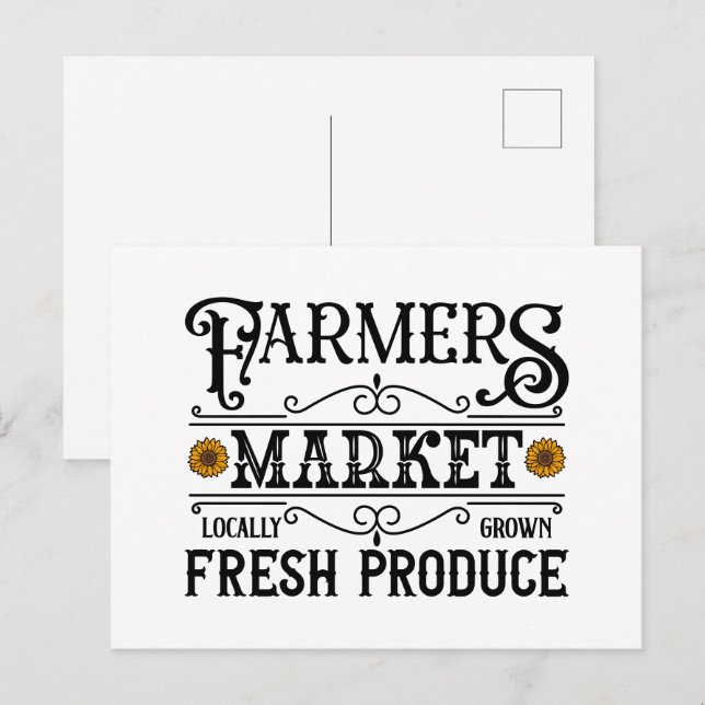Carte Postale Joli marché fermier art de mot  (Devant / Derrière)