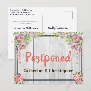 Carte Postale Joli Mariage Floral Rustique En Bois Reporté