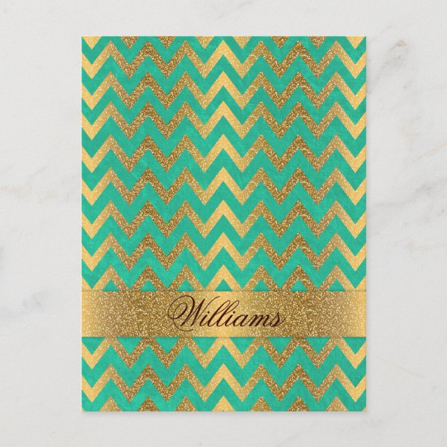 Carte Postale Joli motif chevron zigzag tendance en faux or pail (Devant)