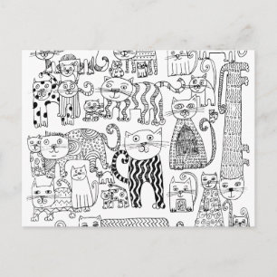 Carte Postale Joli motif de chaton noir et blanc