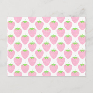Carte Postale Joli Motif de fraise rose.