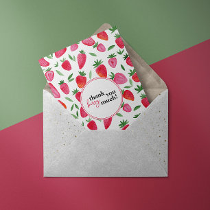 Carte Postale Joli motif de fraises à l'aquarelle merci