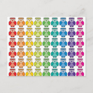 Carte postale - Joli Motif de hibou arc-en-ciel