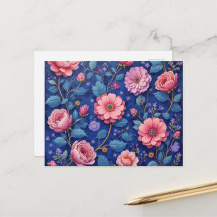 Carte Postale Joli motif floral rose