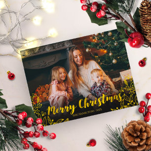 Carte Postale Joli moulage à huile d'or Photo Joyeux Noël