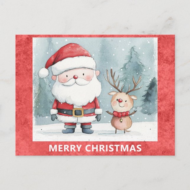 Carte Postale Joli Noël Père Noël Rudolph Reindeer (Devant)