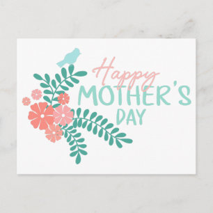 Carte Postale Joli oiseau sur fleur conception pour la fête des