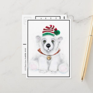 Carte Postale Joli ours blanc ourson ours polaire