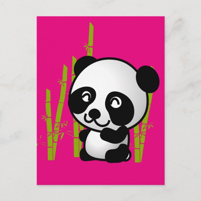 Carte Postale Joli ours de panda noir et blanc dans une bosquet  (Devant)