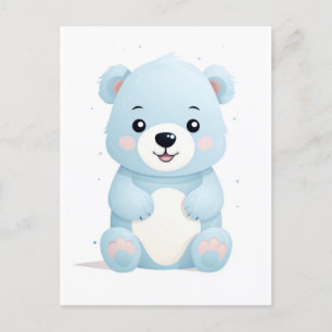 Carte Postale Joli ours polaire bleu ,