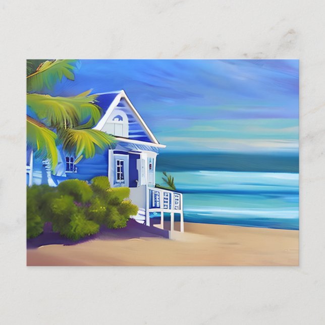 Carte Postale Joli paradis tropical bleu | Bonjour (Devant)