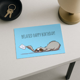 Carte Postale Joli paresseux Joyeux Anniversaire avec retard Drô