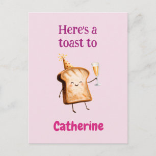 Carte Postale Joli personnage de toast au champagne pour femmes,