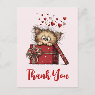 Carte Postale Joli petit chaton de dessin animé dans une boîte a