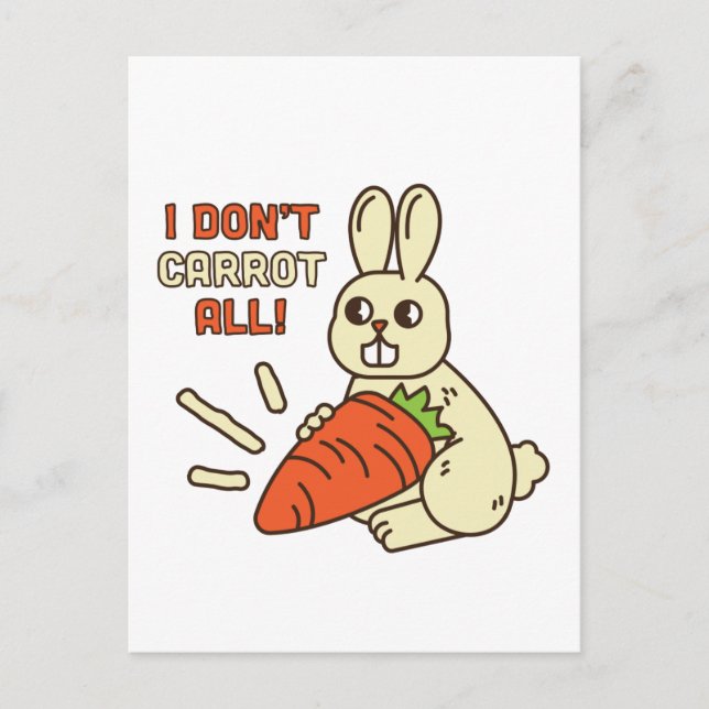 Carte Postale Joli Petit Lapin Tenant Sa Carotte (Devant)