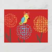 Joli petit minimaliste Art Doodle d'oiseau jaune