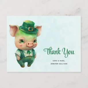 Carte Postale Joli porc vert Fairytale en Merci soigné