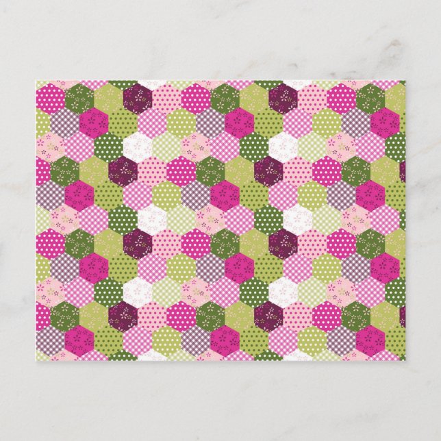 Carte Postale Joli Pretty Rose Vert Mulberry Patchwork Quilt Des (Devant)