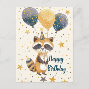 Carte Postale Joli Raton laveur Joyeux anniversaire 