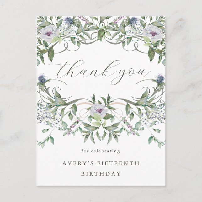 Carte Postale Joli remerciement d'anniversaire floral (Devant)