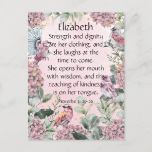 Carte Postale Joli rose Floral Jardin Oiseaux Proverbes 31 Bible