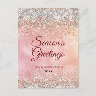 Carte Postale Joli rose or argent parties scintillant Noël Nouve