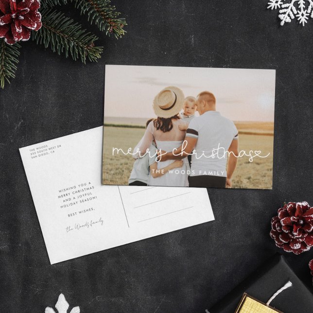 Carte Postale Joli script Joyeux Noël photo (Créateur téléchargé)
