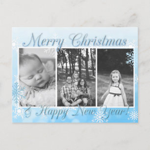 Carte Postale Joli Snowflakes Bleu Joyeux Noël Nouvel An