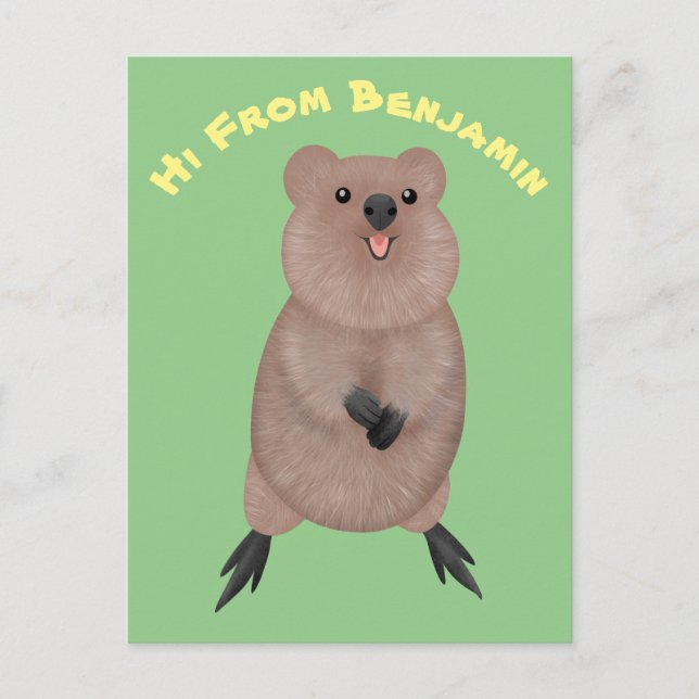 Carte Postale Joli sourire mignon dessin animé quokka (Devant)