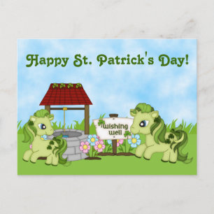 Carte Postale Joli St. Patrick's Day Horse Ponies mignonnes