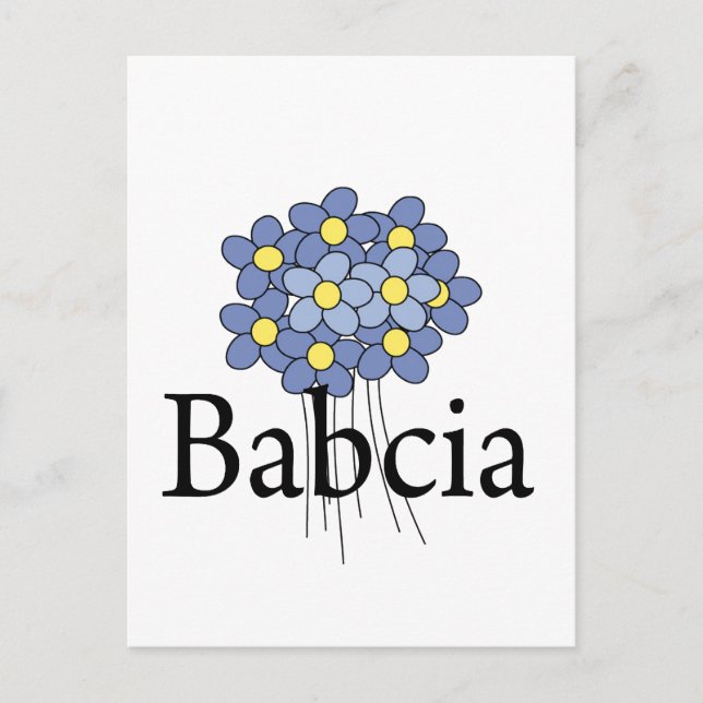Carte Postale Joli T-shirt Babcia Fleur Bleue (Devant)