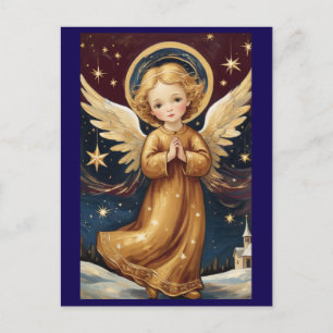 Carte Postale Joli Vintage Noël Angel Message personnalisé