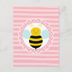 Carte Postale Jolie abeille à bourdons - Rose jaune