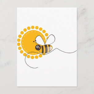 Carte Postale Jolie abeille au miel en caricature