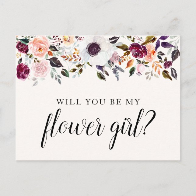 Carte Postale Jolie aquarelle Floral Flower Proposition Card (Devant)
