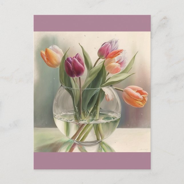 Carte Postale Jolie aquarelle tulipes (Devant)