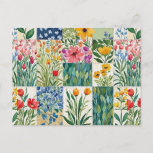 Carte postale jolie avec motif floral patchwork