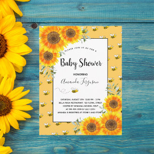 Carte Postale Jolie bosse abeille baby shower tournesol jaune