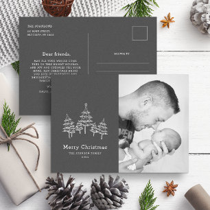 Carte Postale Jolie Chalk Arbres de Noël noir blanc photo