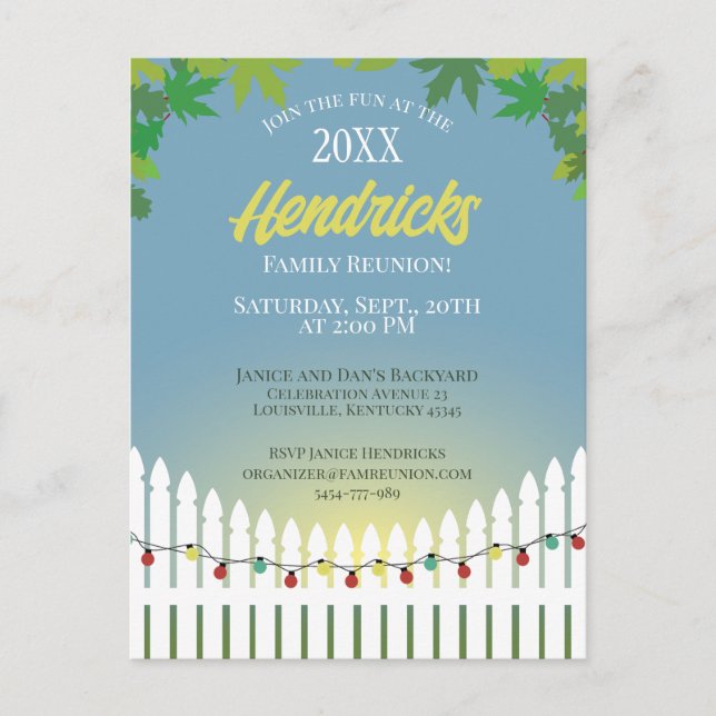 Carte Postale Jolie clôture de la Réunion familiale décorée (Devant)