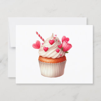 Carte Postale Jolie Cupcake Avec Coeurs
