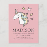 Jolie Doodle Unicorn et étoiles Anniversaire