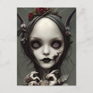 Carte Postale Jolie Elégante Petite Sorcière Gothique Fae Faery